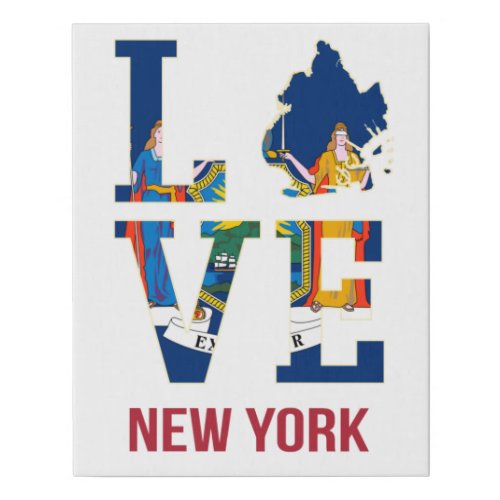 New York USA state flag love Faux Canvas Print