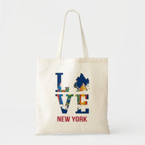 New York USA state flag love Tote Bag
