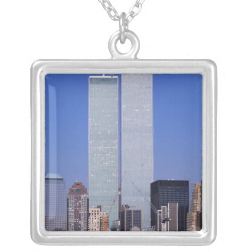 New York USA Twin towers of the famous World Silver Plated Necklace