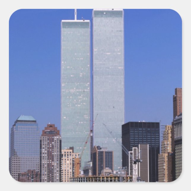 New York, USA. Twin towers of the famous World Square Sticker (Front)