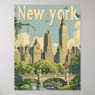 New York USA Vintage Famous Travel Place Poster