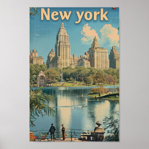 New York USA Vintage Famous Travel Place Poster