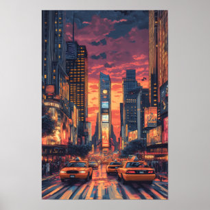 New York USA Vintage Illustration Travel Poster