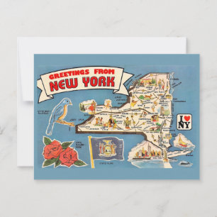 New York Vintage Map  Postcard