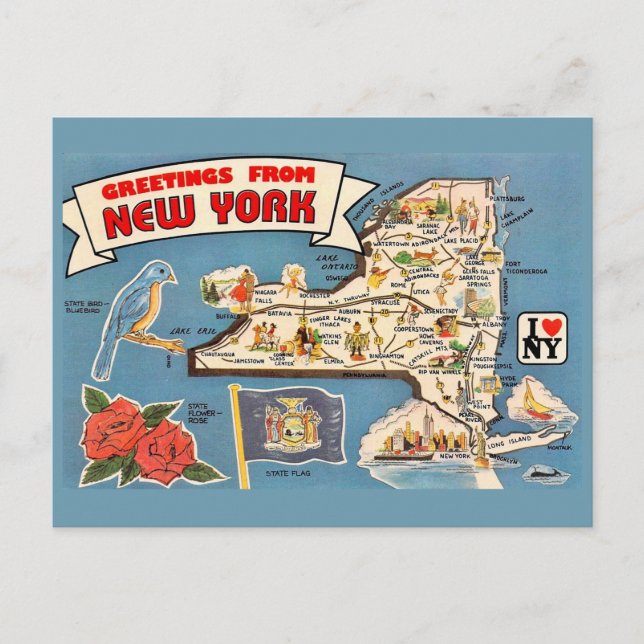 New York Vintage Map  Postcard (Front)