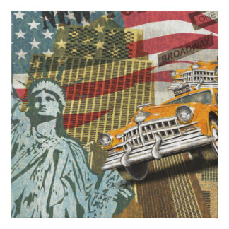 New York vintage poster. Faux Canvas Print