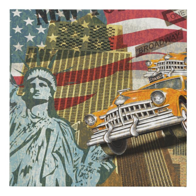 New York vintage poster. Faux Canvas Print (Front)