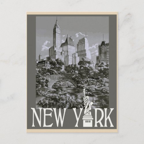 New York Vintage Style Travel Postcard 