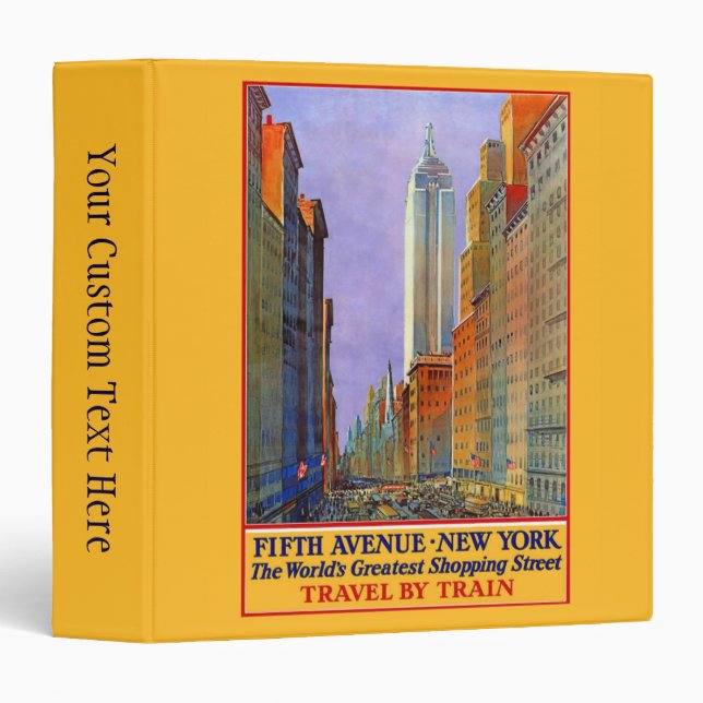 New York Vintage Travel Poster custom binders (Front/Spine)