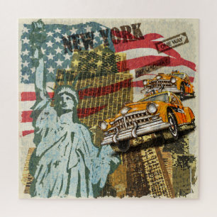 New York vintage travel poster. Jigsaw Puzzle