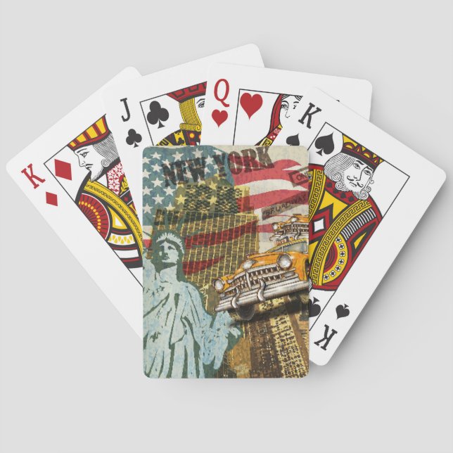 New York vintage travel poster. Poker Cards (Back)