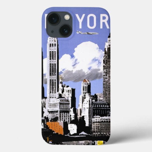 New York Vintage Travel Poster Restored iPhone 13 Case