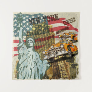 New York vintage travel poster. Tapestry