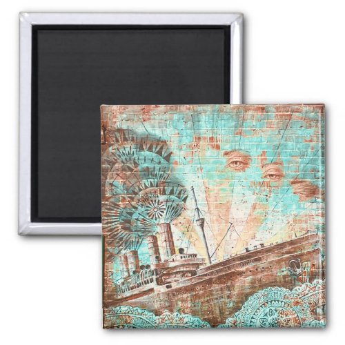 New York Wall Mural Magnet with Ship  Eye 
