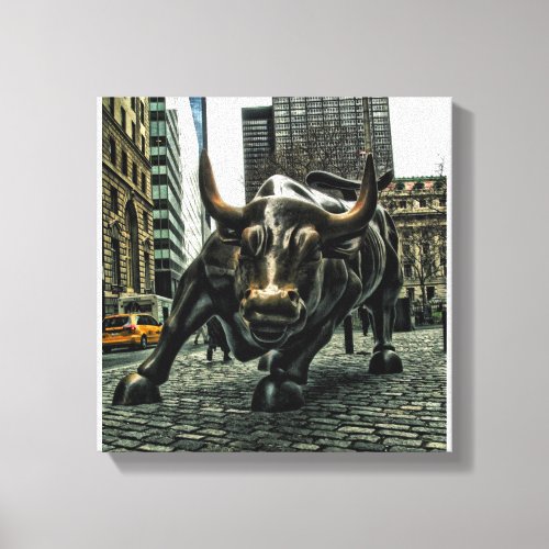 New York Wall Street Bull on canvas