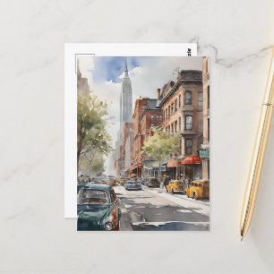 New York watercolor art Postcard