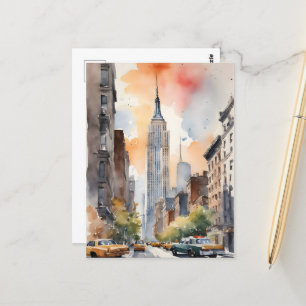New York watercolor art Postcard