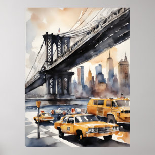 New York watercolor art Poster