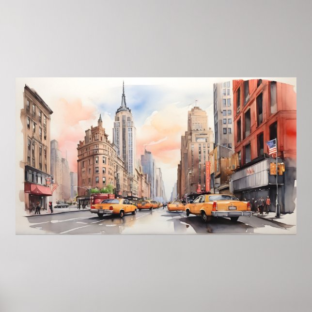 New York watercolor art Poster (Front)