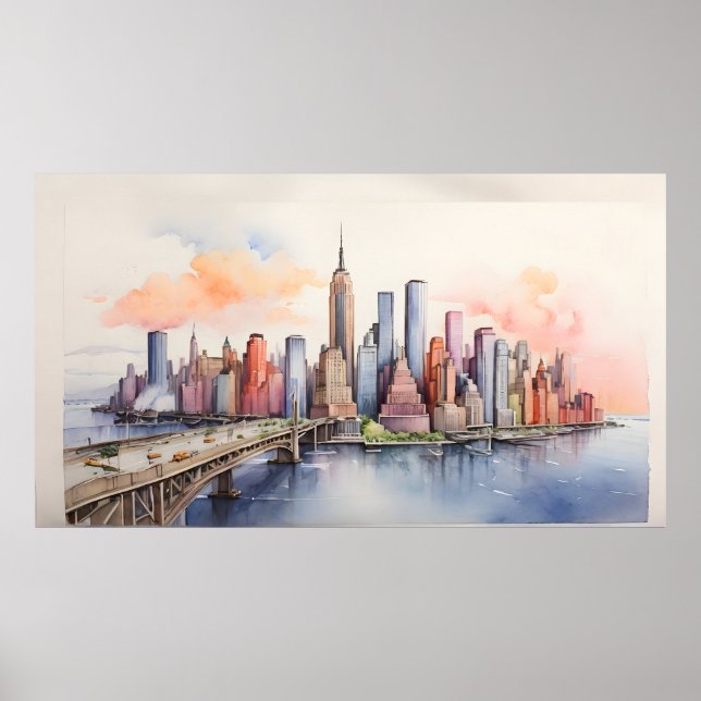 New York watercolor art Poster (Front)