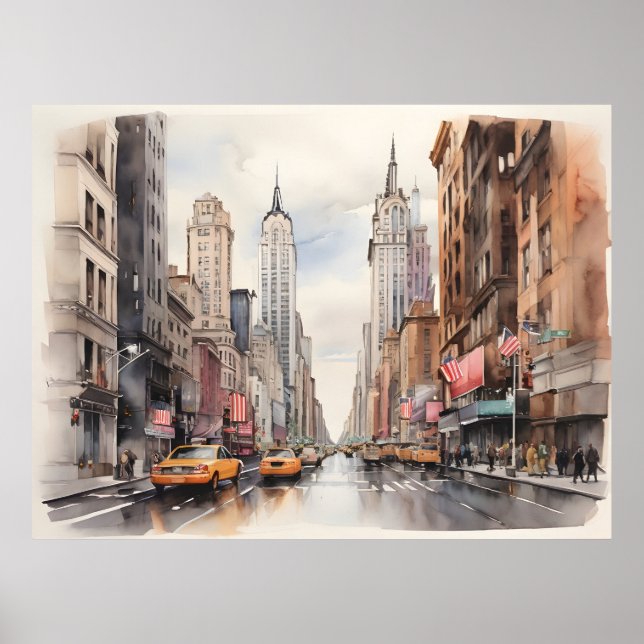 New York watercolor art Poster (Front)