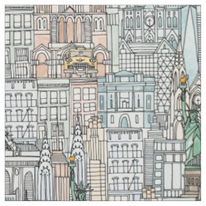 New York watercolor Fabric