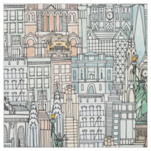 New York watercolor Fabric