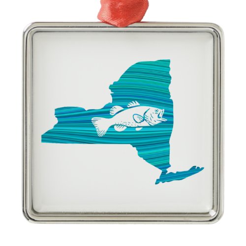 New York Wave Fishing Metal Ornament