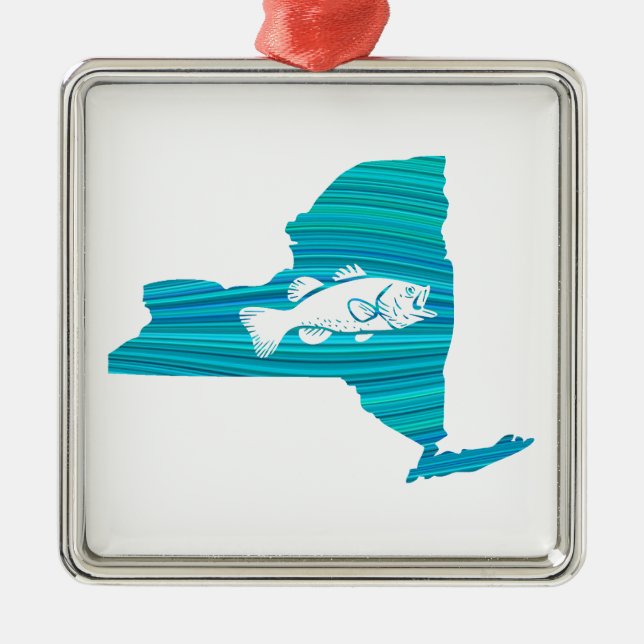 New York Wave Fishing Metal Ornament (Front)