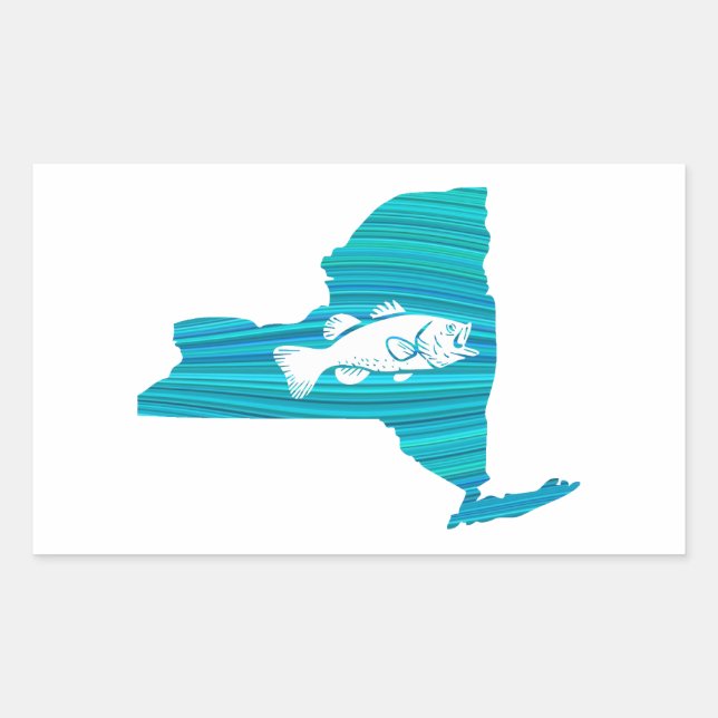 New York Wave Fishing Rectangular Sticker (Front)