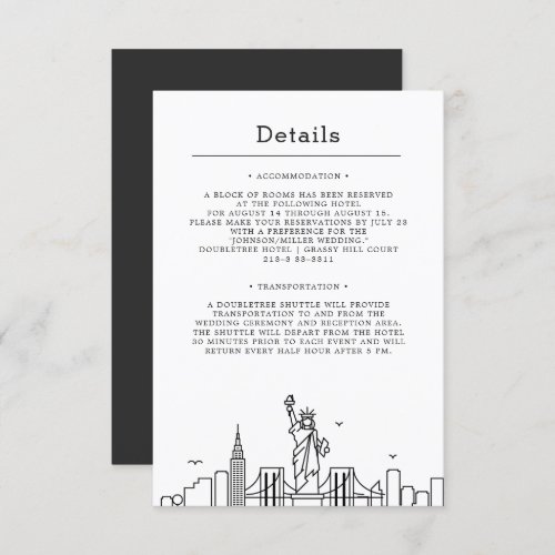 New York Wedding  Guest Details Invitation