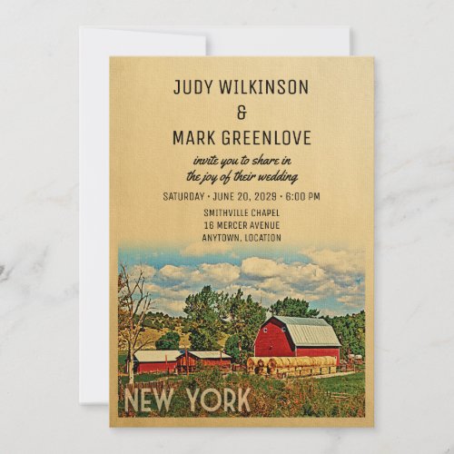 New York Wedding Invitation Farm Barn Rustic