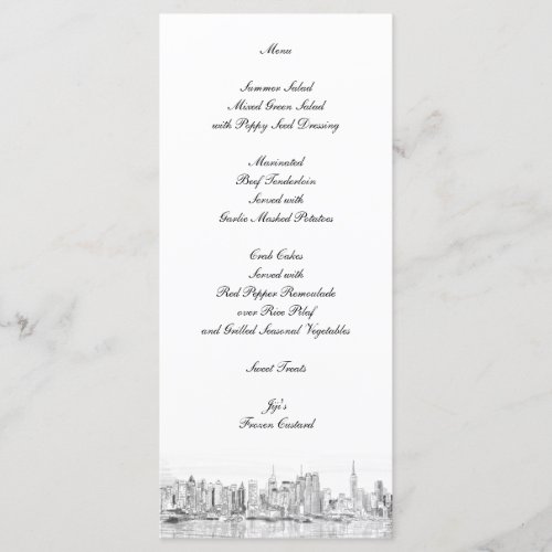 New York Wedding Menu Cards