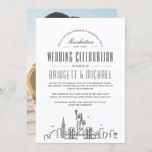 New York Wedding   Modern Deco City Skyline  Invitation