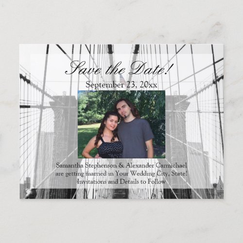 New York Wedding NYC Brooklyn Bridge Announcement Postcard