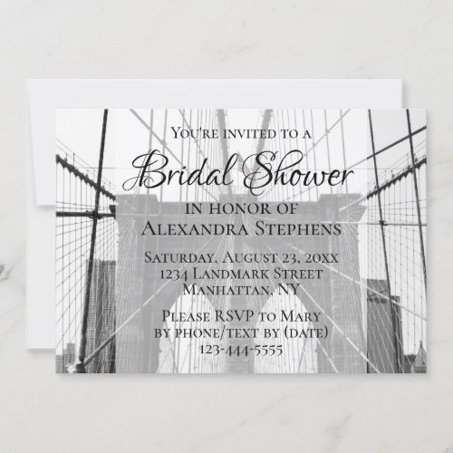 New York Wedding NYC Brooklyn Bridge Bridal Shower Invitation