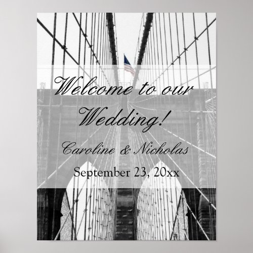 New York Wedding NYC Brooklyn Bridge Poster