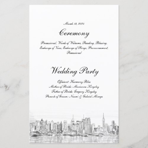 New York Wedding Program Card