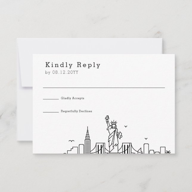 New York Wedding | Stylized Skyline RSVP (Front)