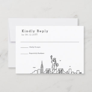 New York Wedding   Stylized Skyline RSVP Card