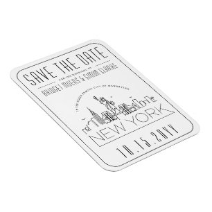 New York Wedding Stylized Skyline Save the Date Magnet