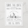 New York Wedding | Stylized Skyline Save the Date Postcard