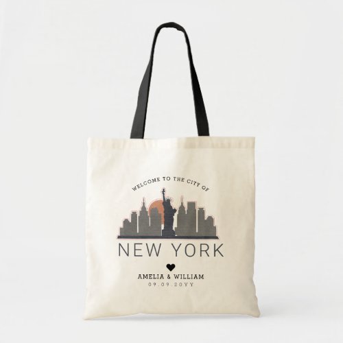 New York Wedding  Stylized Skyline Tote Bag