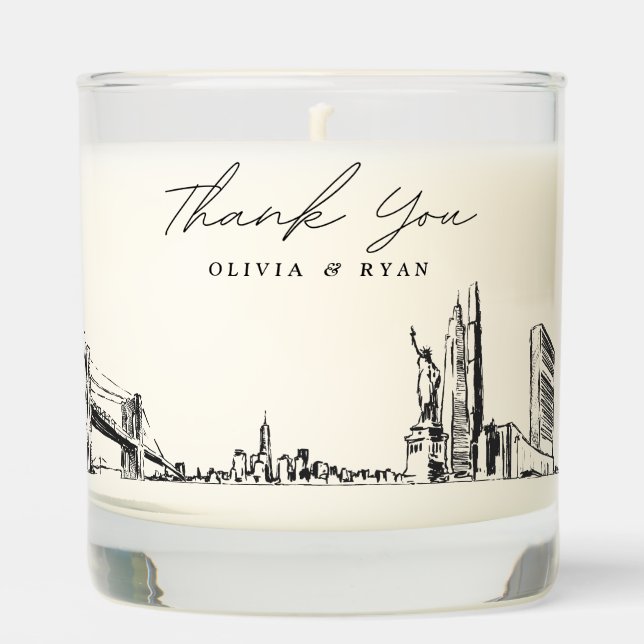 New York Wedding Thank You Gift Custom Candle (Front)