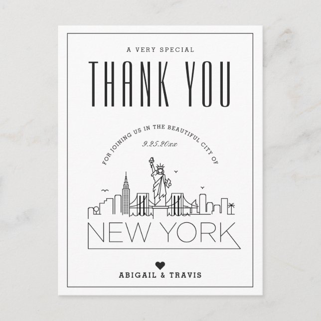 New York Wedding | Thanks for Coming! Postcard (Front)