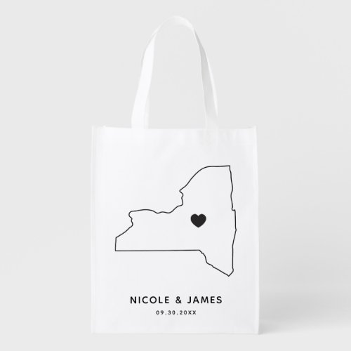 New York Wedding Welcome Bag Map Tote with Heart