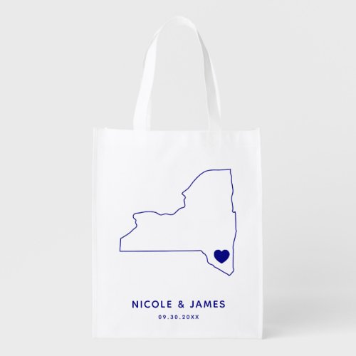 New York Wedding Welcome Bag Navy Tote with Map