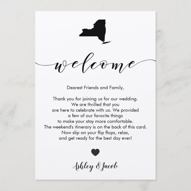New York Wedding Welcome Letter & Itinerary Card (Front)