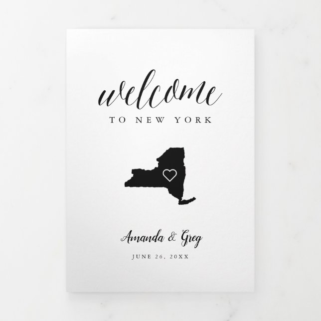 New York Wedding Welcome Letter & Itinerary Tri-Fold Program (Cover)