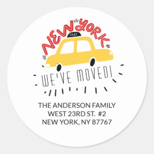 New York We've Moved New Address Label Sticker